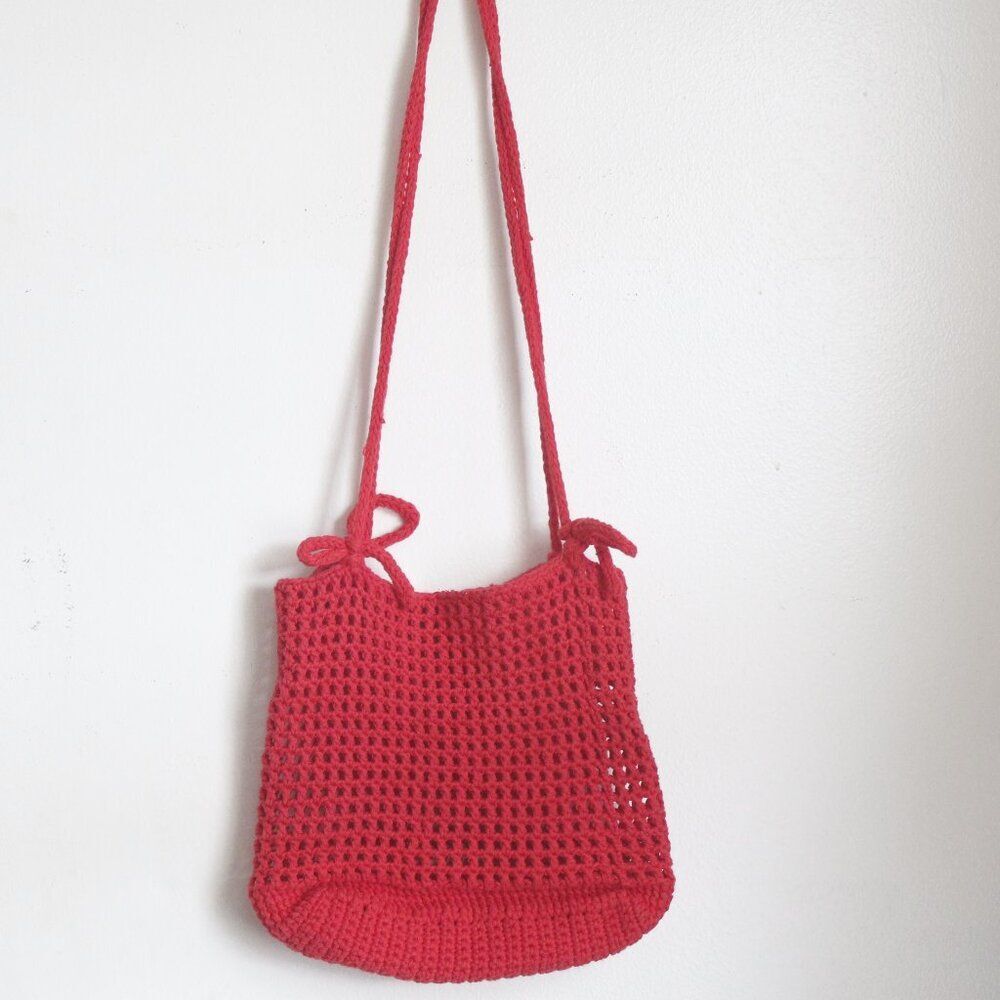Red Crochet Crossbody Bag